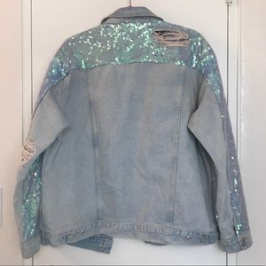 sequin denim jacket topshop